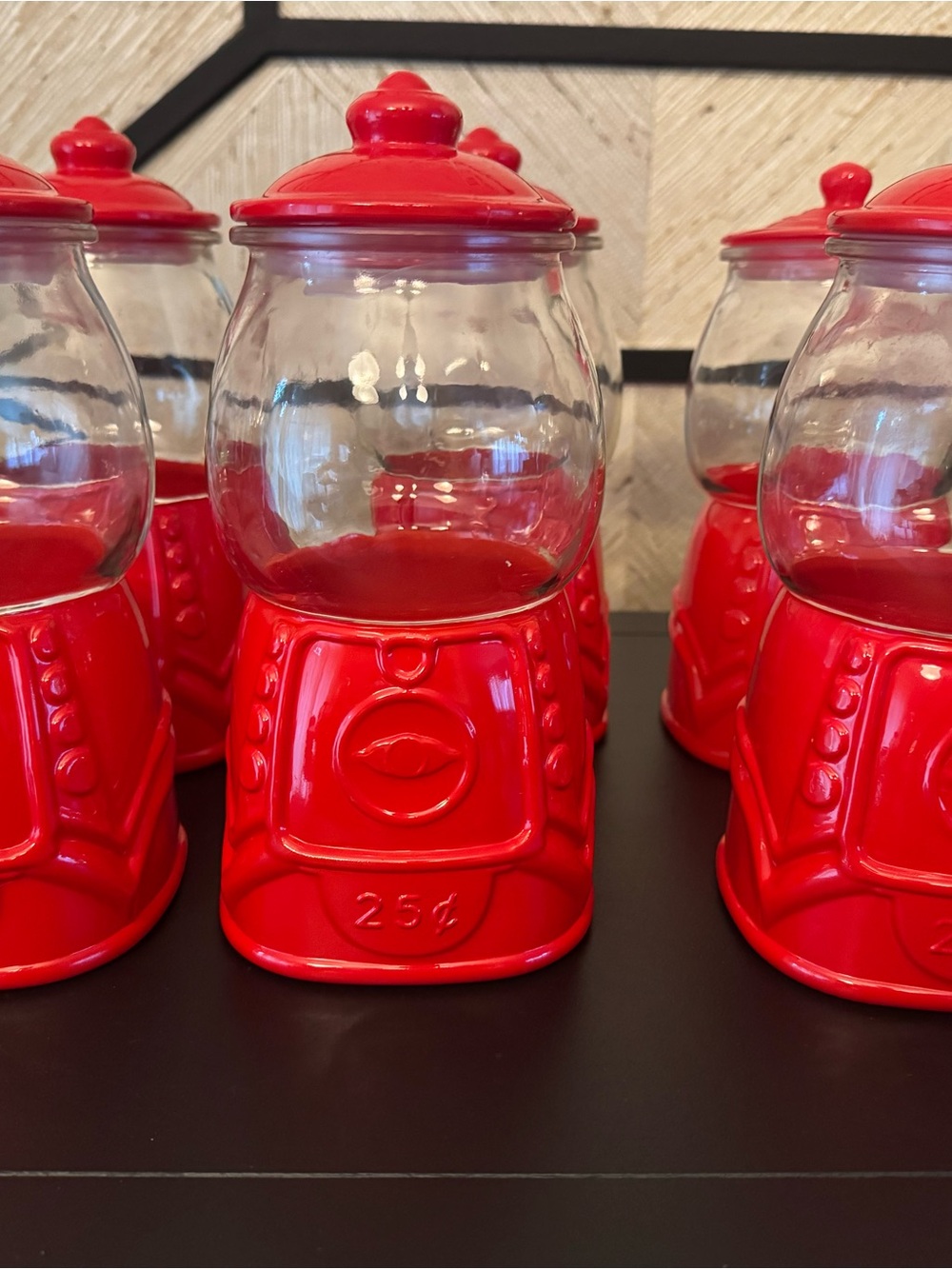 Target Red Glass Candy Gumball Jar Canister Set